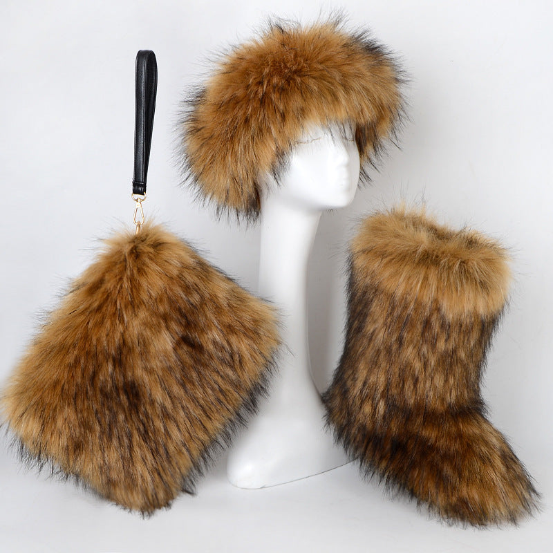 Fur Plus Size Imitation Fox Fur Three-piece Set