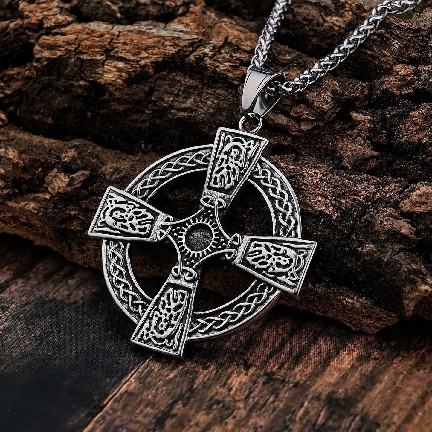 Stainless Steel Celtic Cross Pendant Necklace