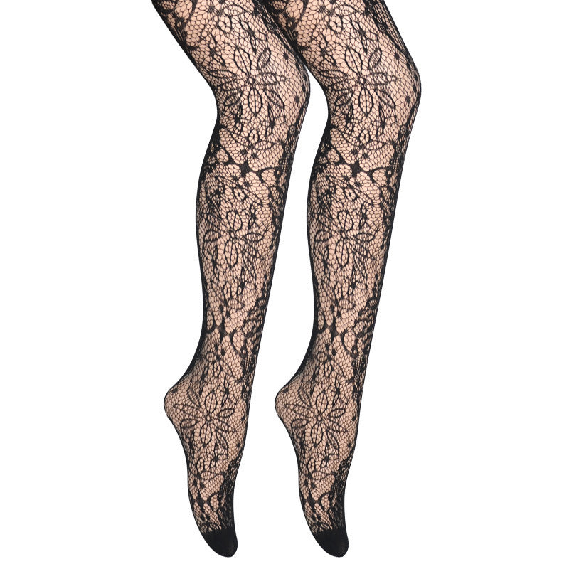 Black Jacquard Fishnet Pantyhose