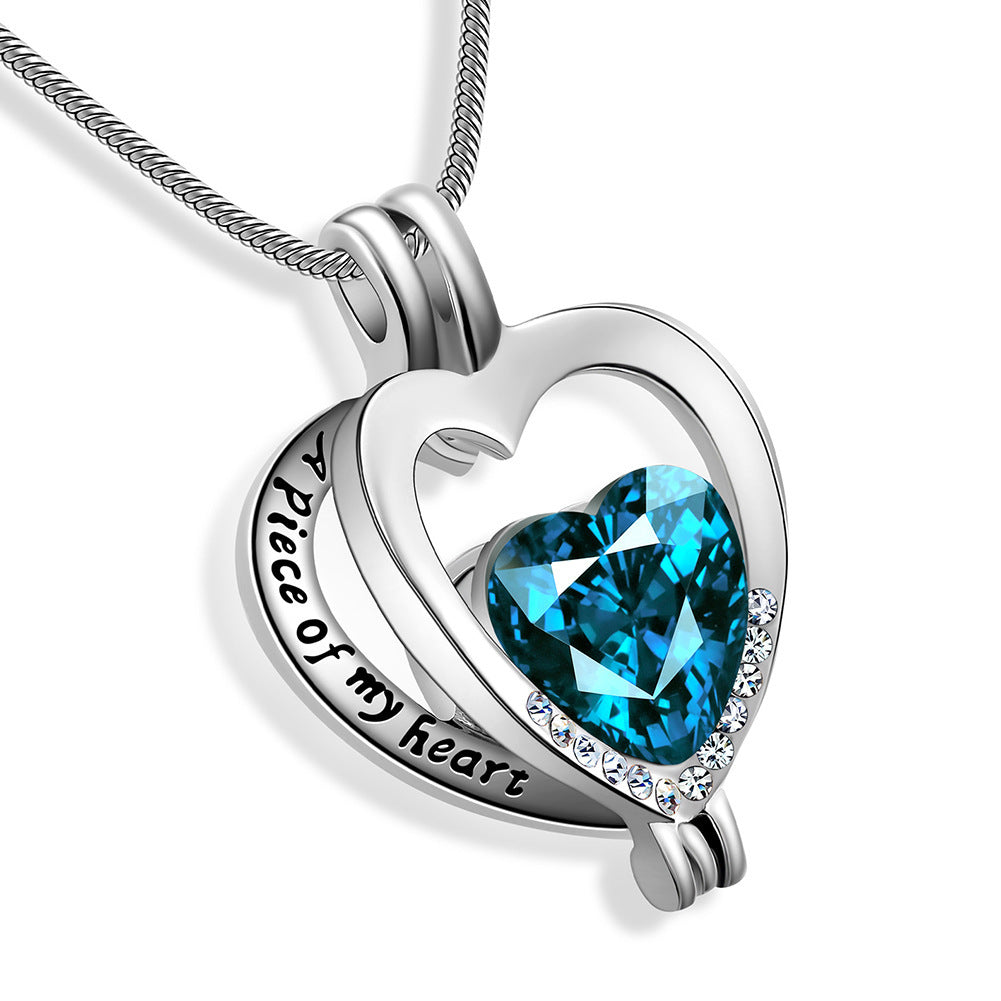 Heart-shaped Gemstone Memorial Necklace