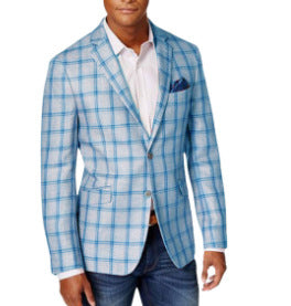 Single Row Two Button Plaid Blazer