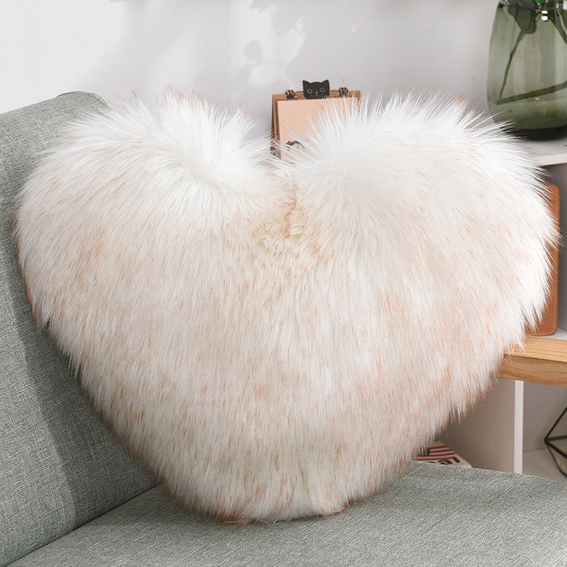 Heart Shape Long Plush Fluffy Pillow Covers