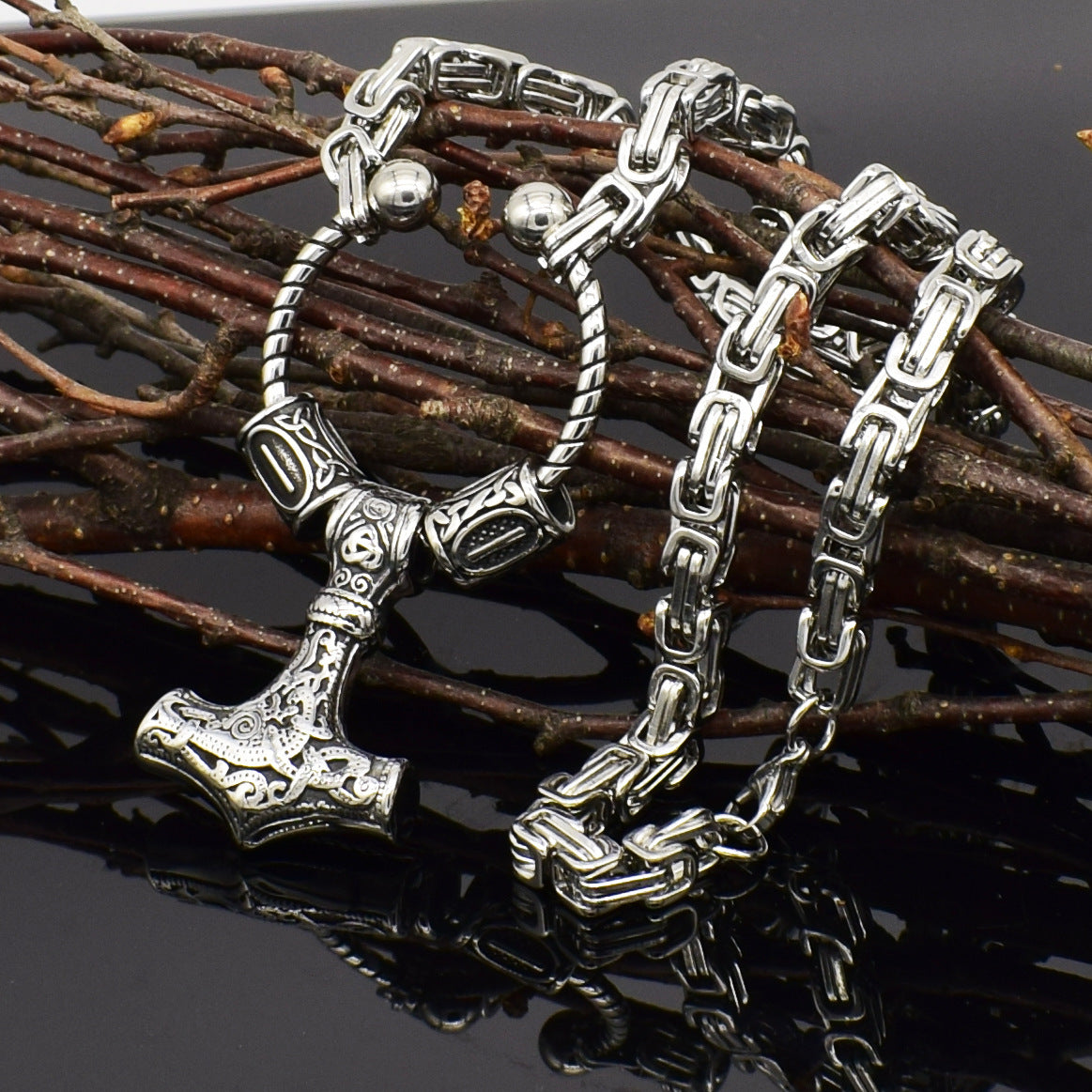 Stainless Steel Nordic Viking Totem Necklace