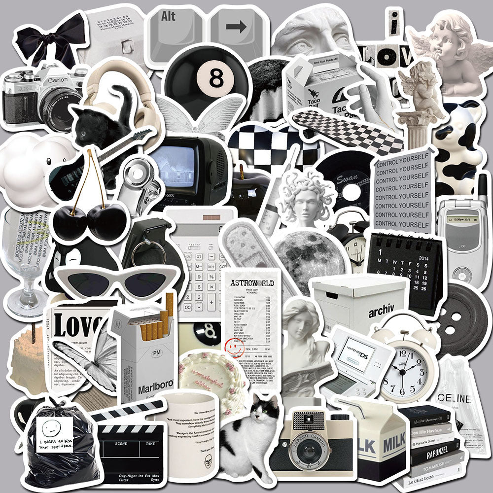 Black And White Waterproof Stickers