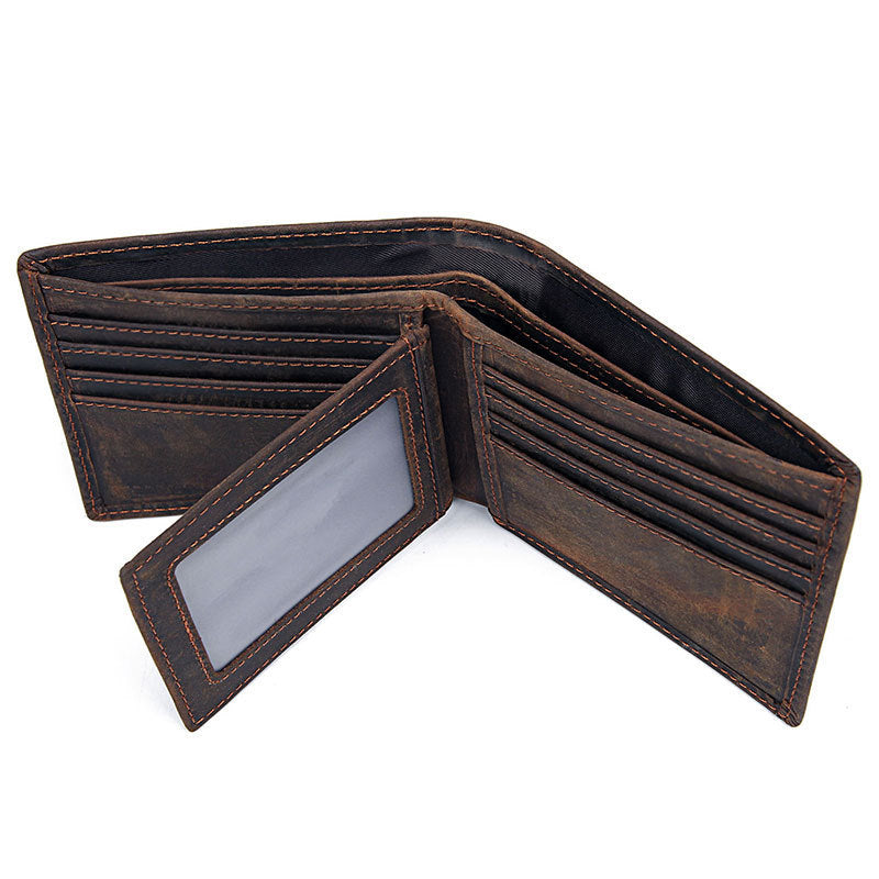 Men's Top Layer Crazy Horse Skin Multifunction Wallet