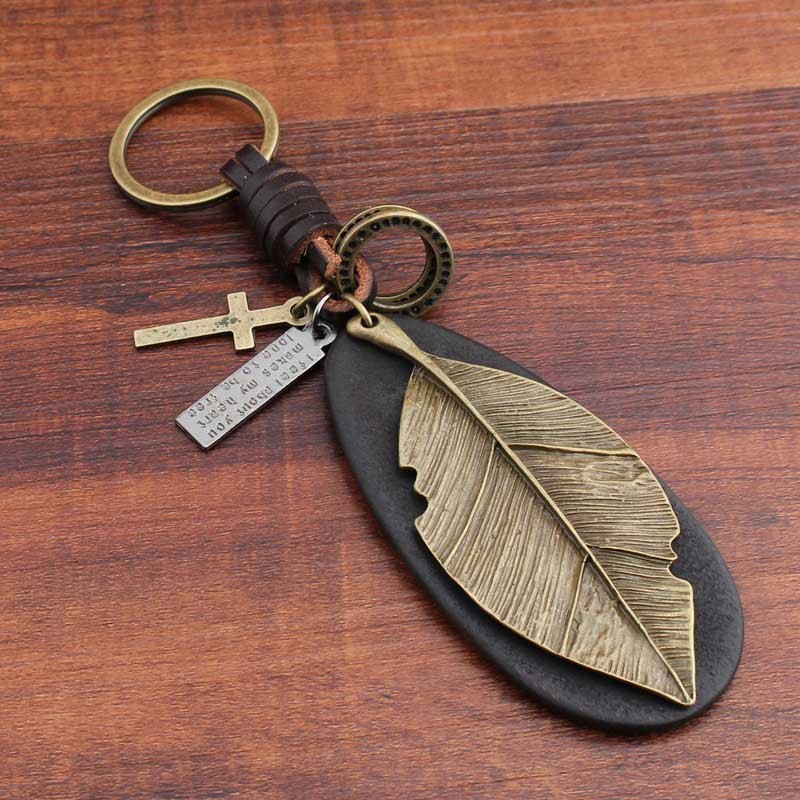 Cowhide Leaf Keychain