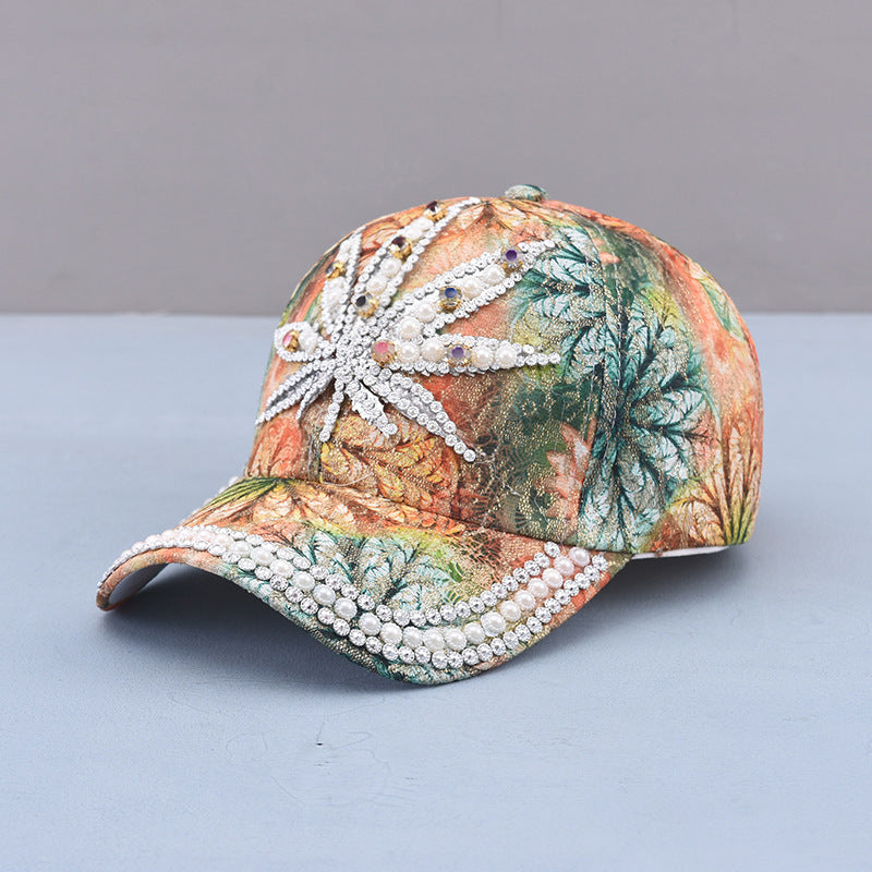 Rhinestone Leaf Baseball Hat