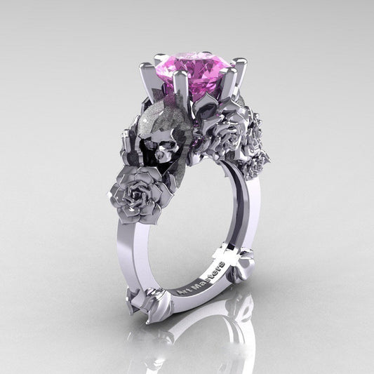 Rose Skull Inlaid Zircon Ring