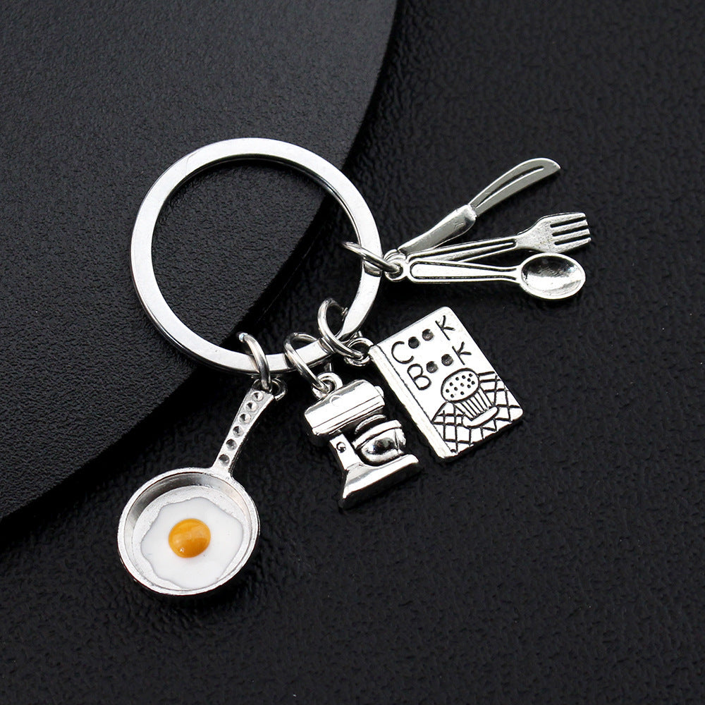 Pan Fried Egg Cook Keychain