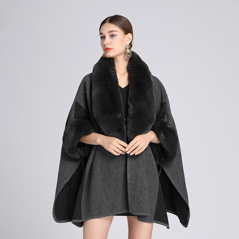 Imitation Rex Rabbit Fur Collar Cape And Shawl