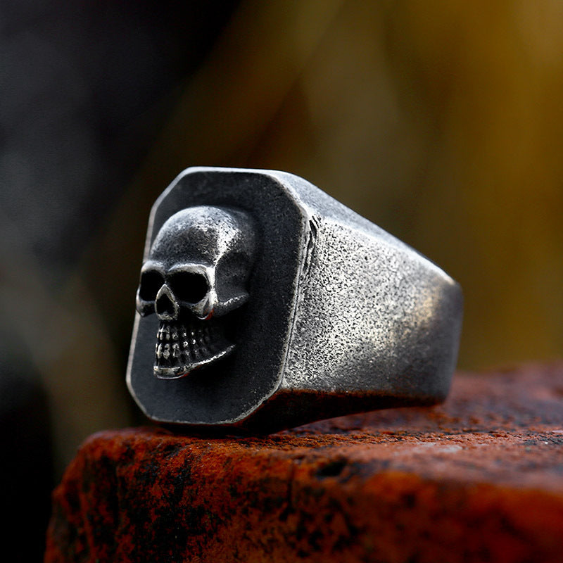 Stainless Steel Old Skull Vintage Ring