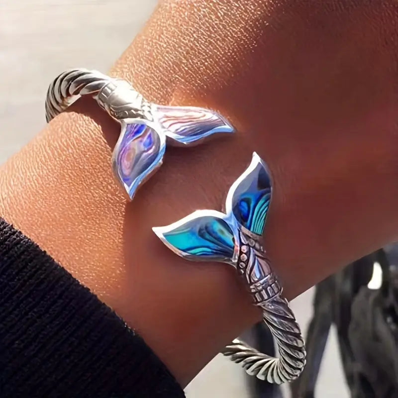 Abalone Shell Mermaid Tail Bangle Bracelet