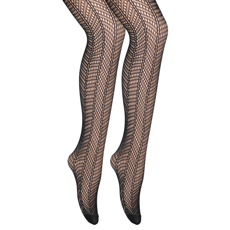 Black Jacquard Fishnet Pantyhose