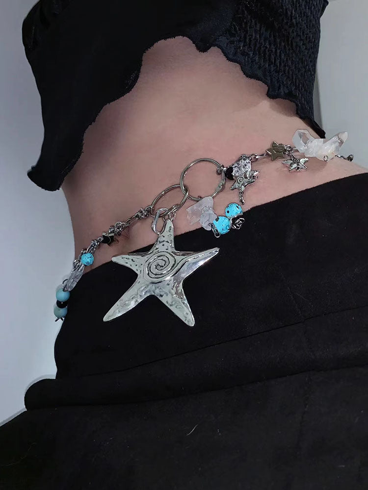 Starfish Natural Crystal Stone Pendant Waist Chain