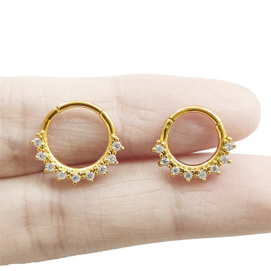 Stainless Steel Lace Inlaid Zircon Nose Ring