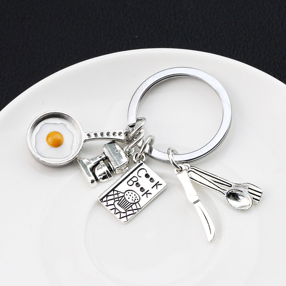 Pan Fried Egg Cook Keychain