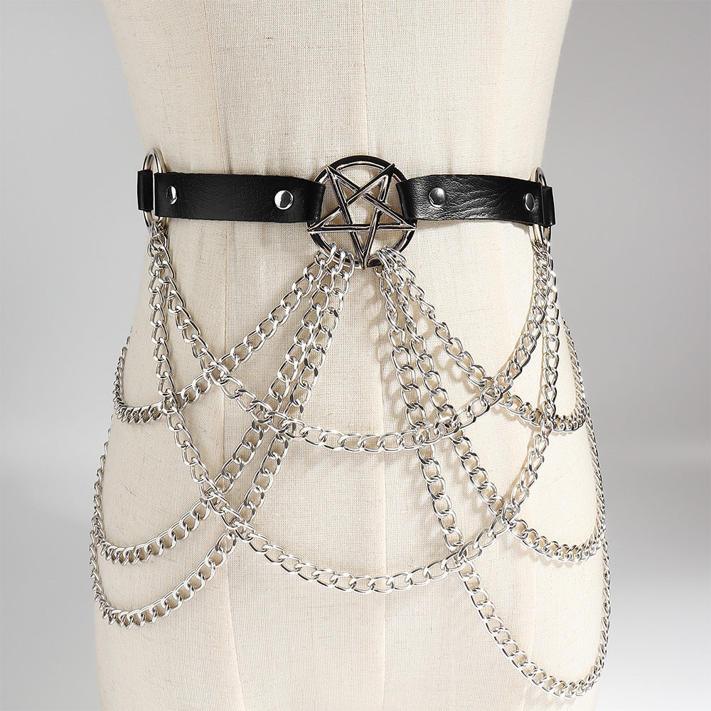 Multi-layer Chain Belt Hollow Fringe Body Chain