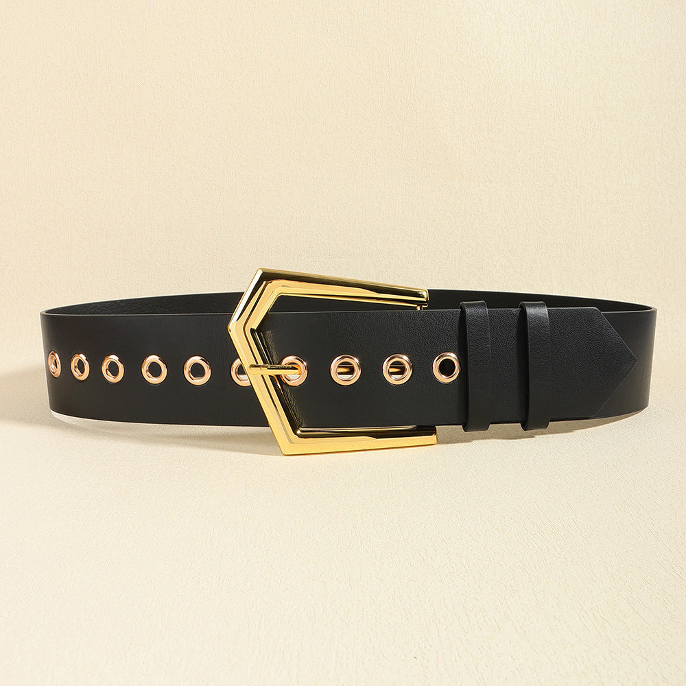 Temperament Ladies Elastic Black Stretch Metal Belt