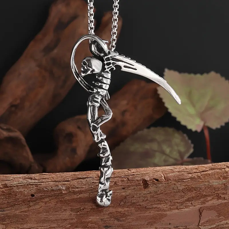 Reaper Skull Sickle Necklace.