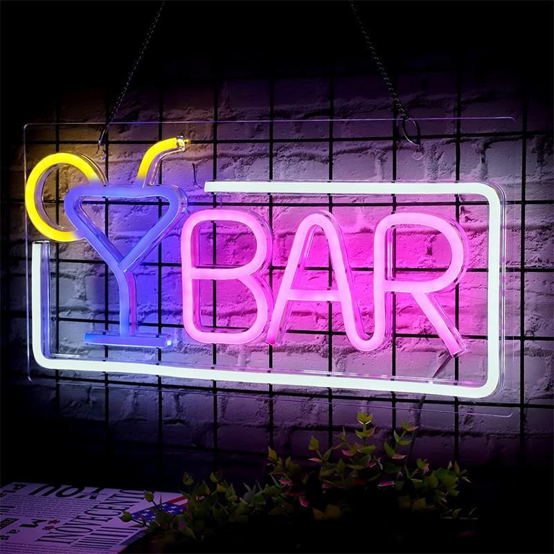 Brightly Colored Neon Bar Lights