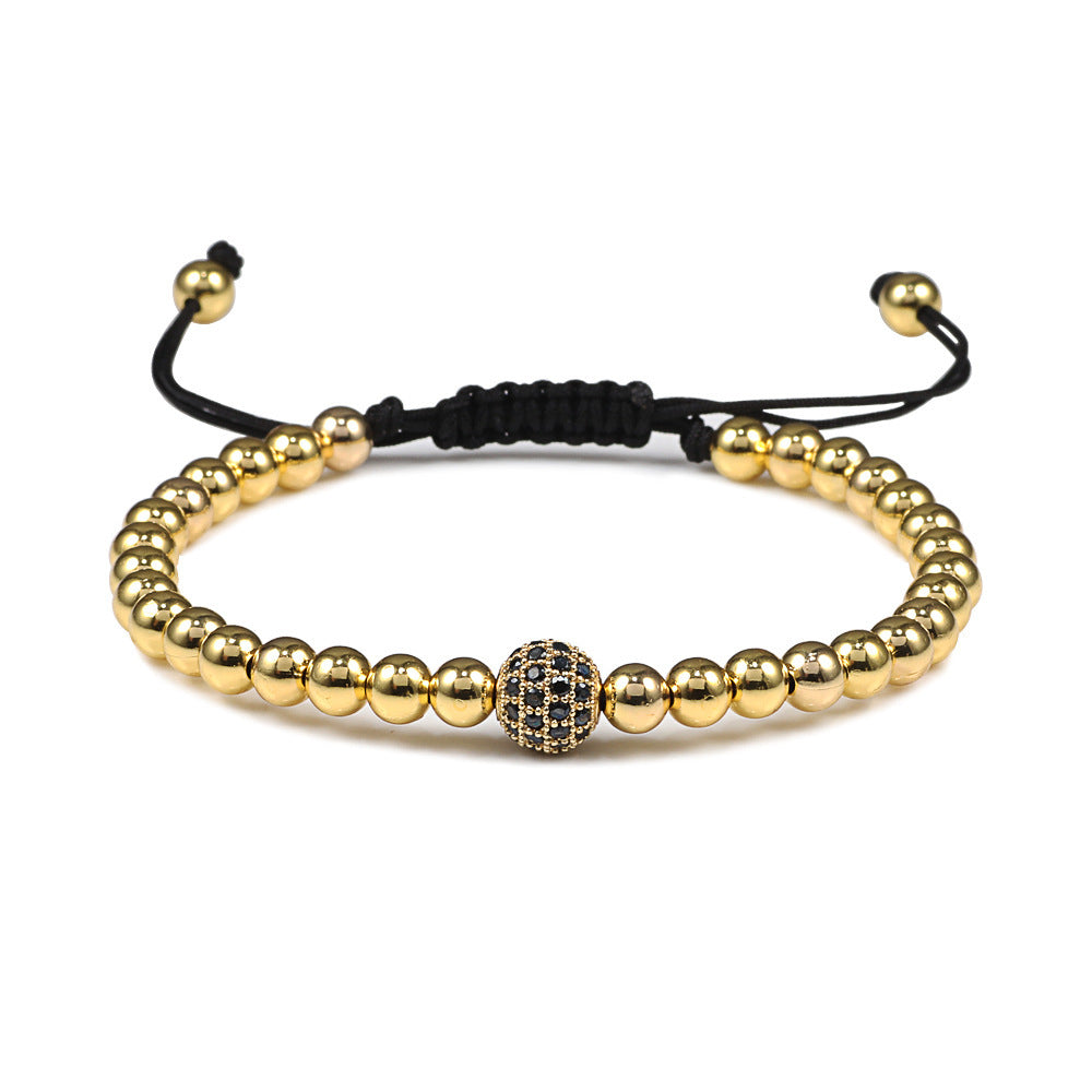 Copper Inlaid Zircon Diamond Ball Woven Bracelet