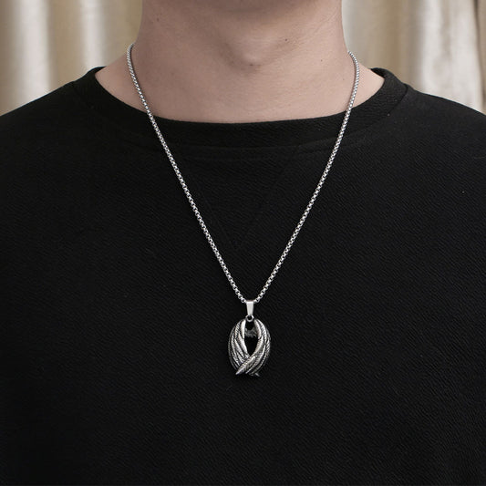 Stainless Steel Wings Men's Pendant Necklace