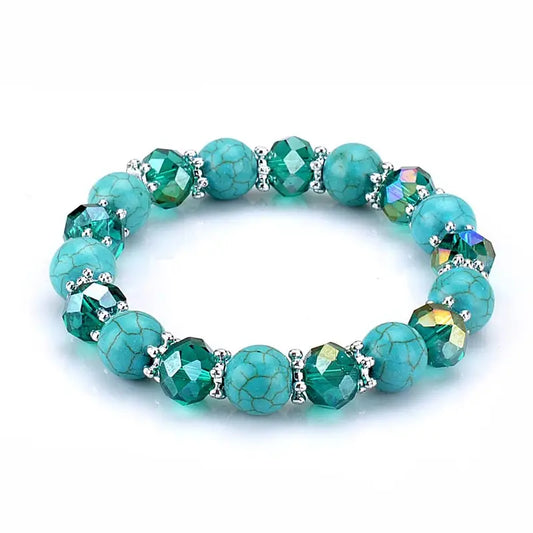 Turquoise Crystal Stone Stretch Bracelet.