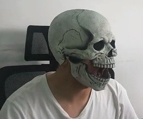 Full Head Skull Mask Helmet with Movable Jaw