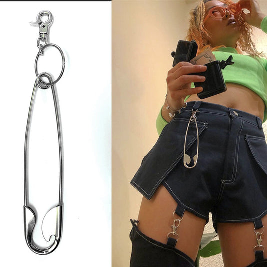 Large Stainless Steel Safety Pin Keychain