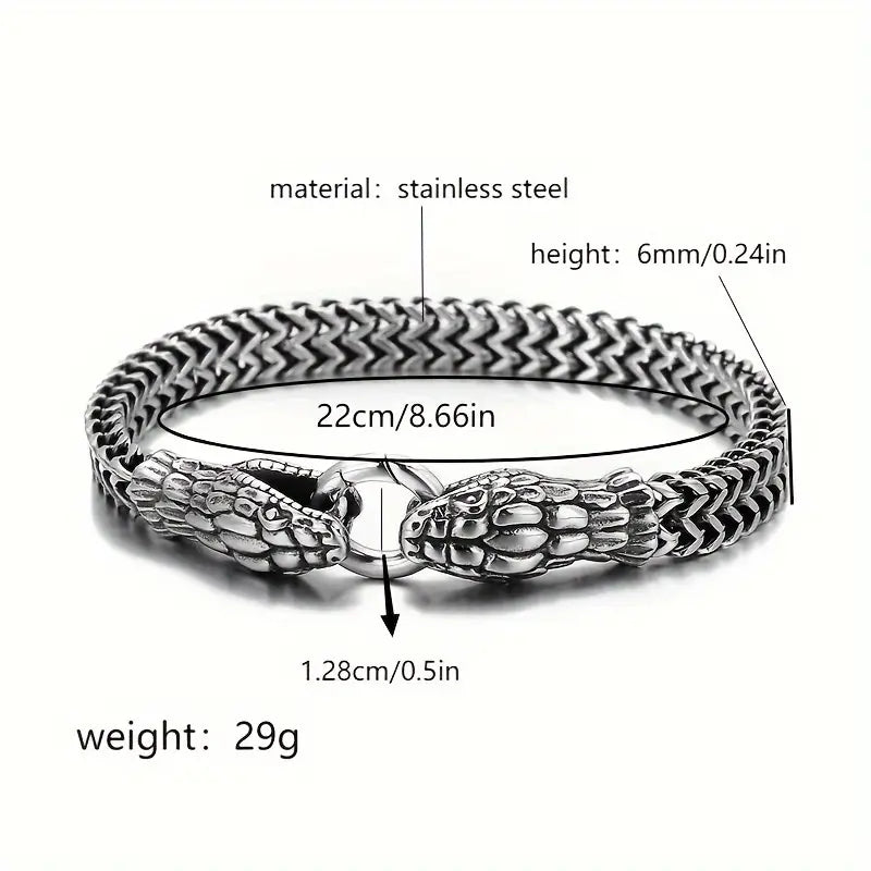 Double Headed Snake Titanium Steel Bracelet.