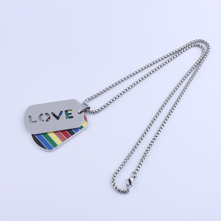 Rainbow Dog Tag Necklace