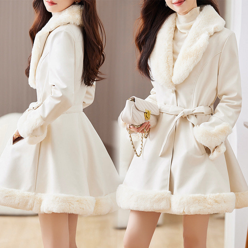 Fashion Velvet Padded Sheepskin Coat