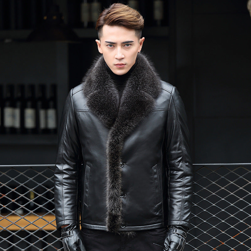 Men's Winter Thickened Leather Jacket Coat