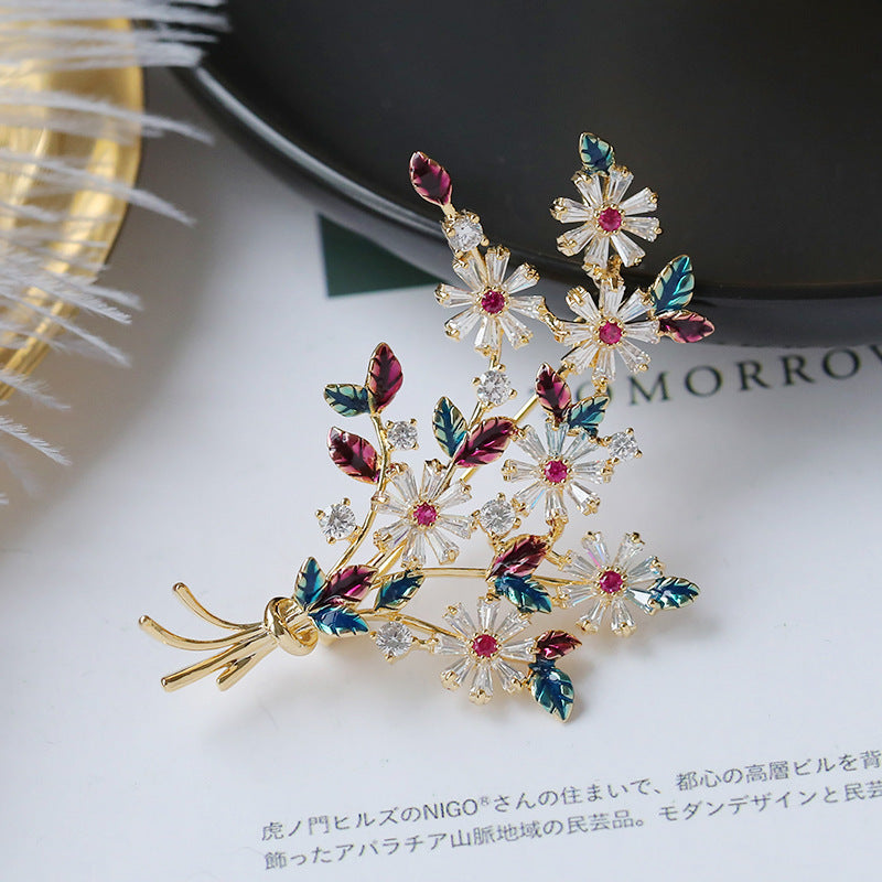 Floral Color Zircon Brooch