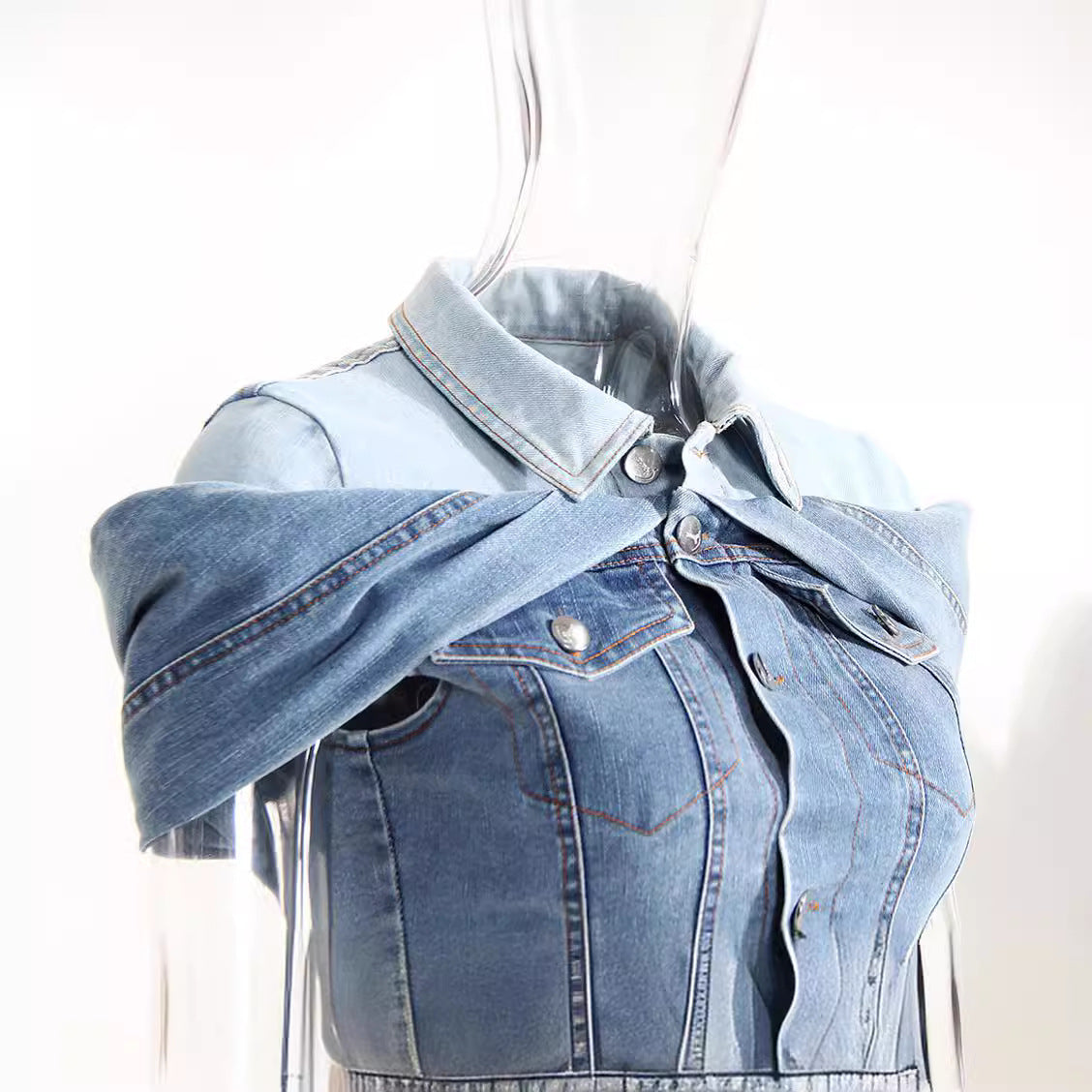 Sweet Cool Bandage Denim Shirt