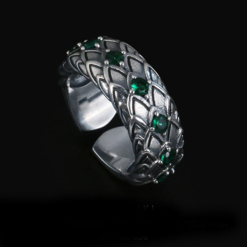 Men's 925 Silver Snake Scales Ring