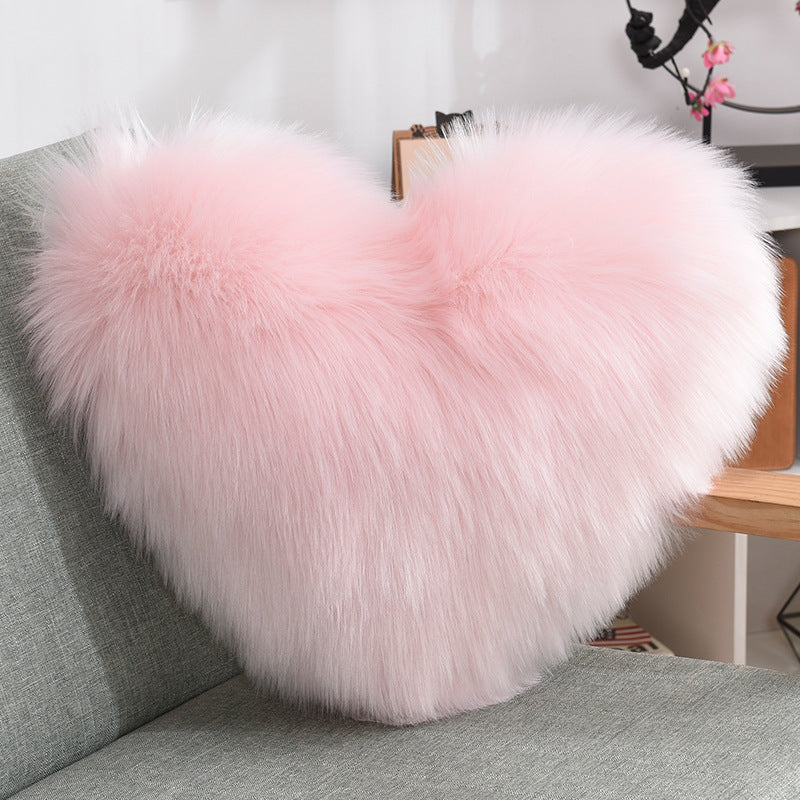 Heart Shape Long Plush Fluffy Pillow Covers