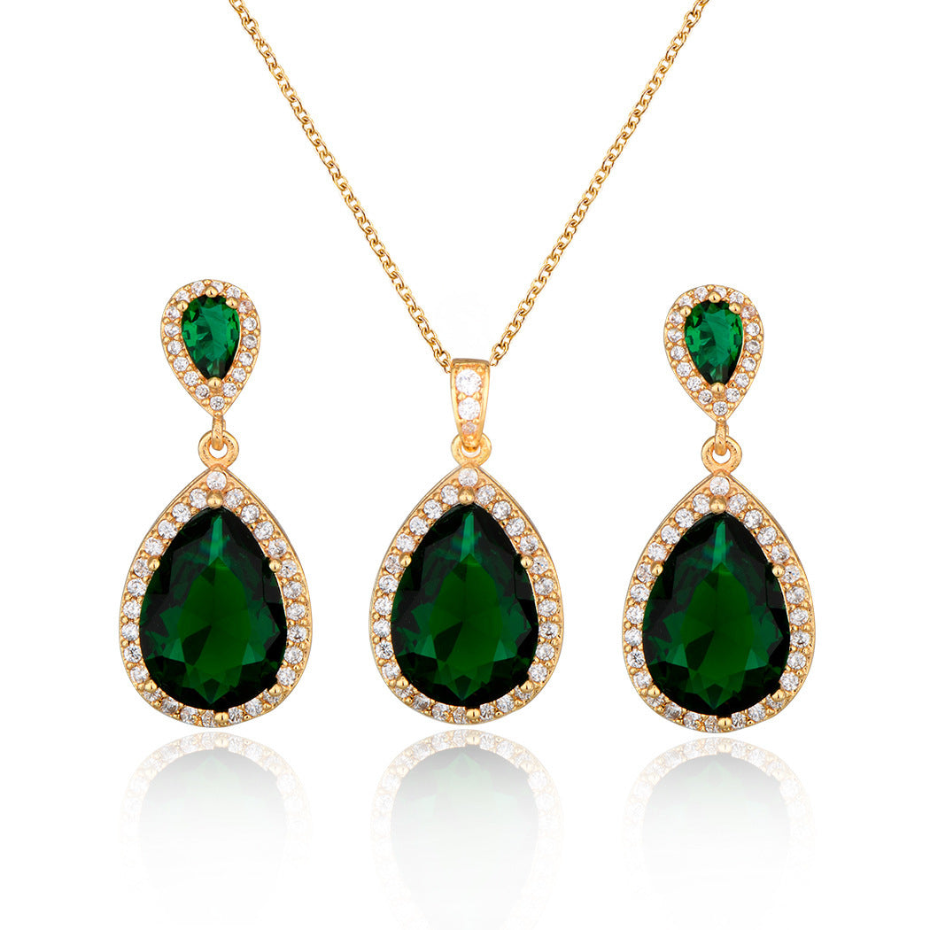 Zircon Water Drop Necklace Set