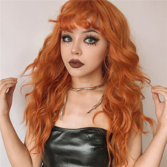 Long Curly Hair with Bangs Wig