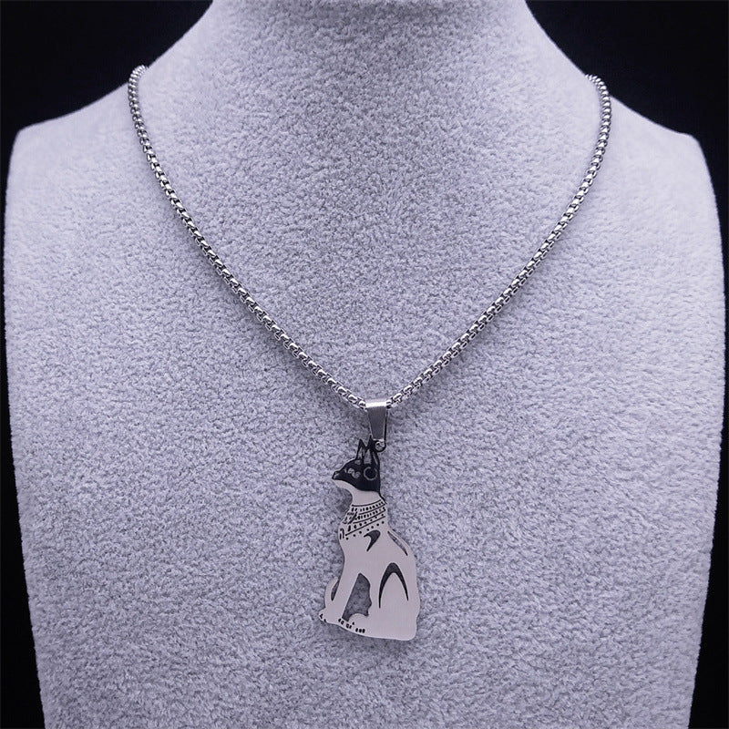 Stainless Steel Cat Necklace