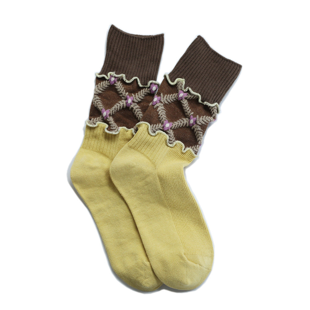 Floral Three-dimensional Loose Socks