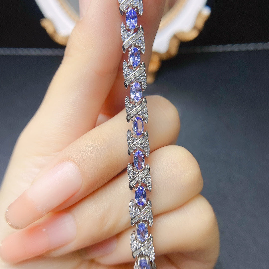 Natural Tanzanite S925 Silver Bracelet