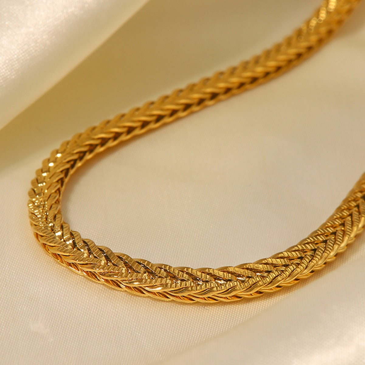 Gold Woven Twist High-grade Stainless Steel Necklace