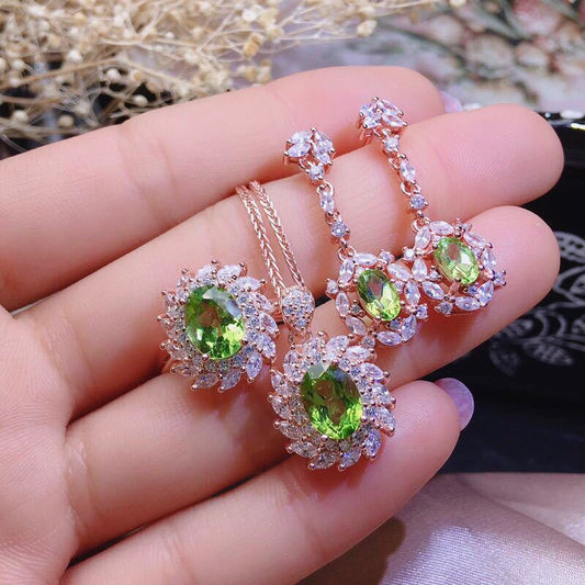 S925 Silver Gilded Peridot Set