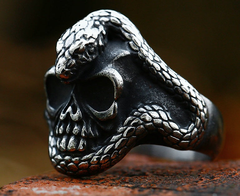 Python Skull Titanium Steel Ring