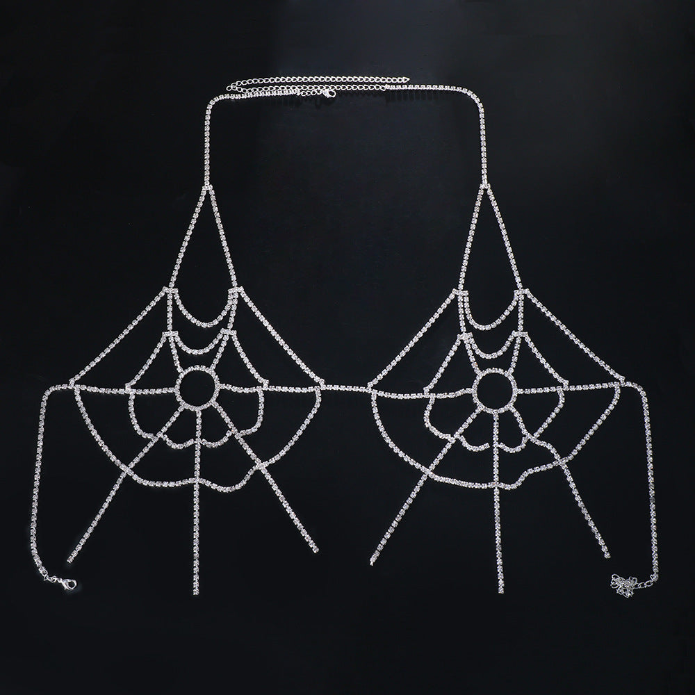 Rhinestone Spiderweb Tassel Body Chain