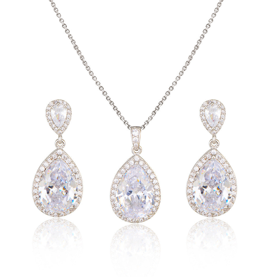 Zircon Water Drop Necklace Set