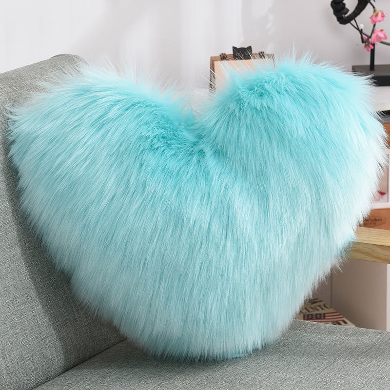 Heart Shape Long Plush Fluffy Pillow Covers