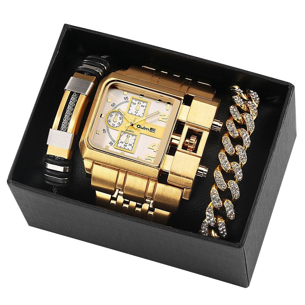 Multi-time Zone Large Dial Luminous Watch Set