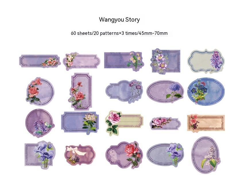 Retro Floral Writable Sticker Package